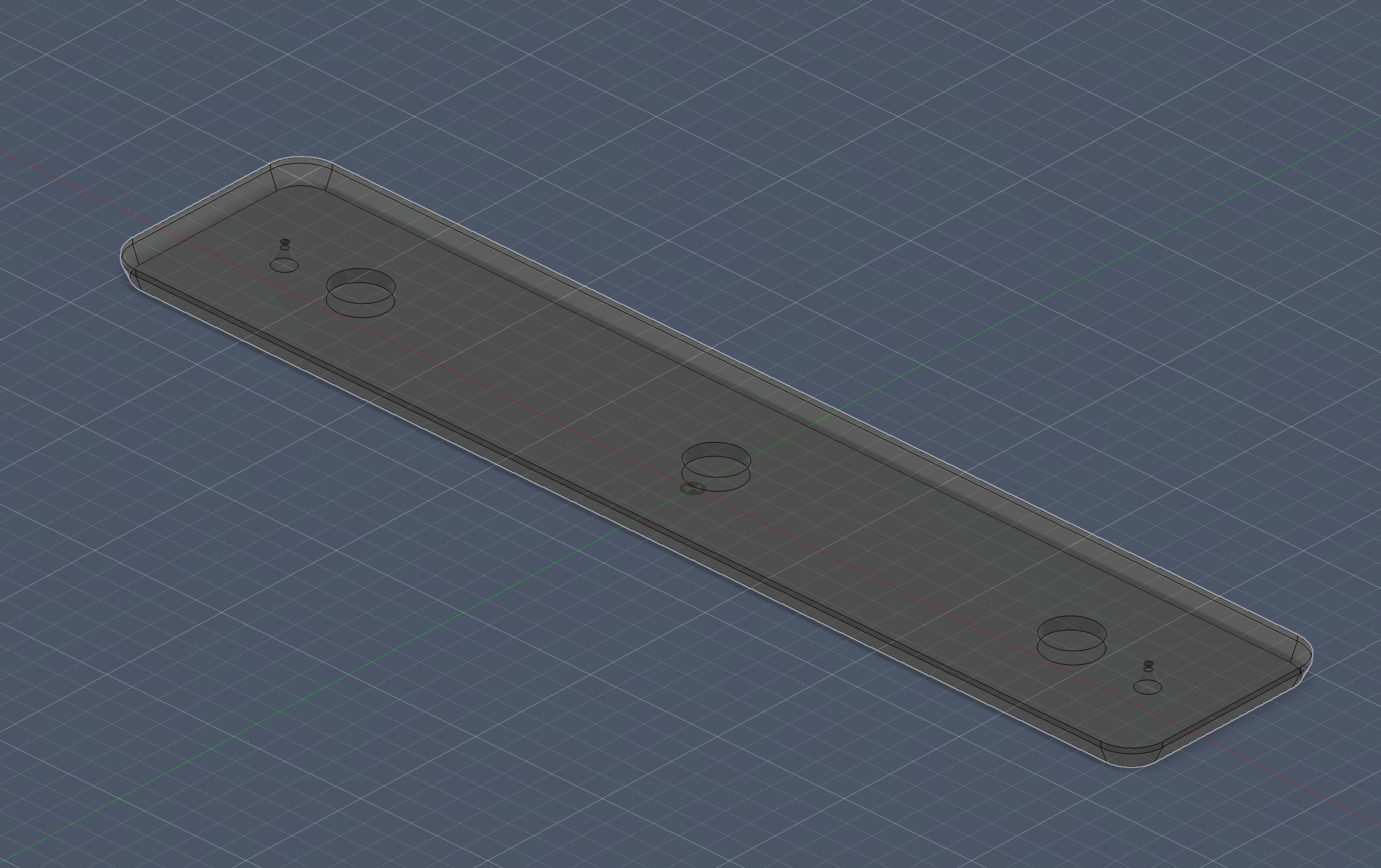 CAD render of the holder showing the screw imprints and the fitted pockets that embed the magnets
